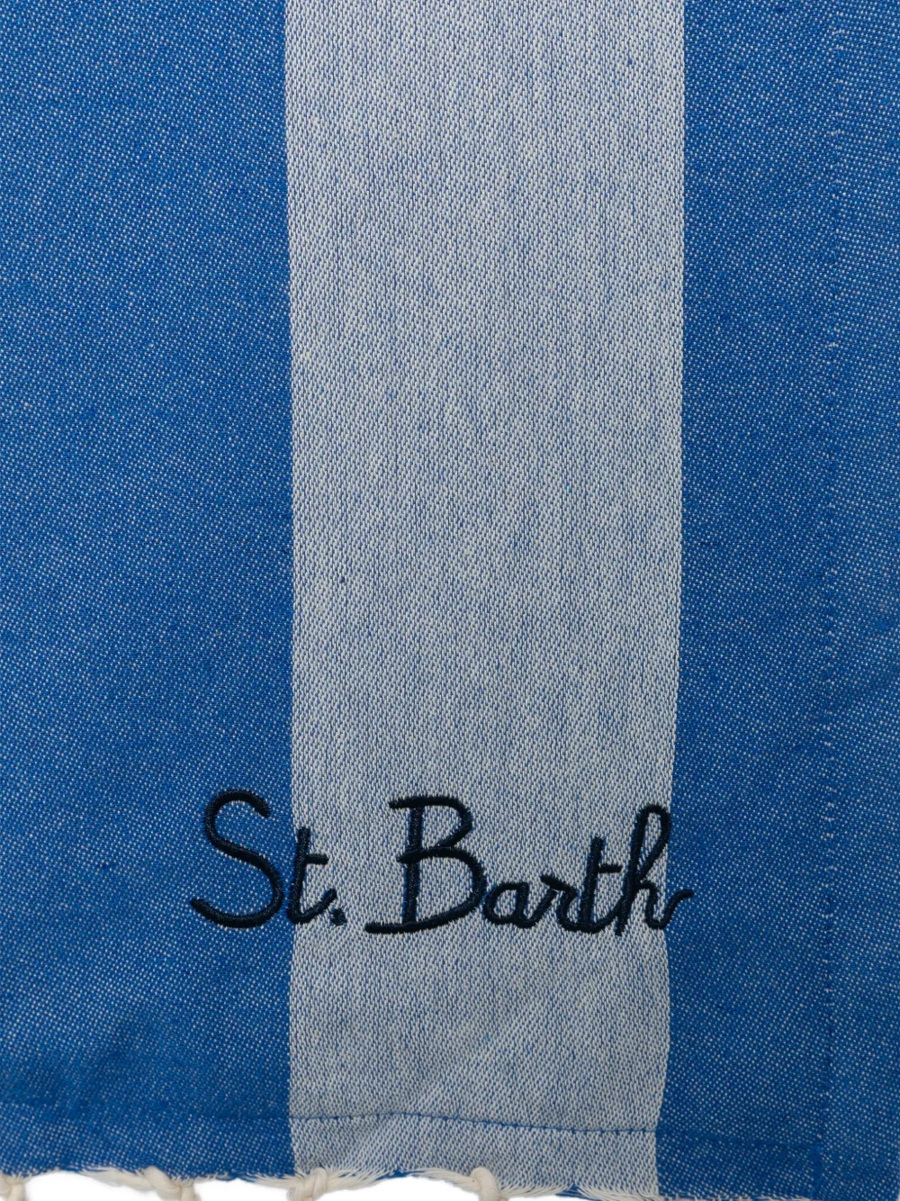MC2 Saint Barth Gestreept strandlaken met franje Blauw
