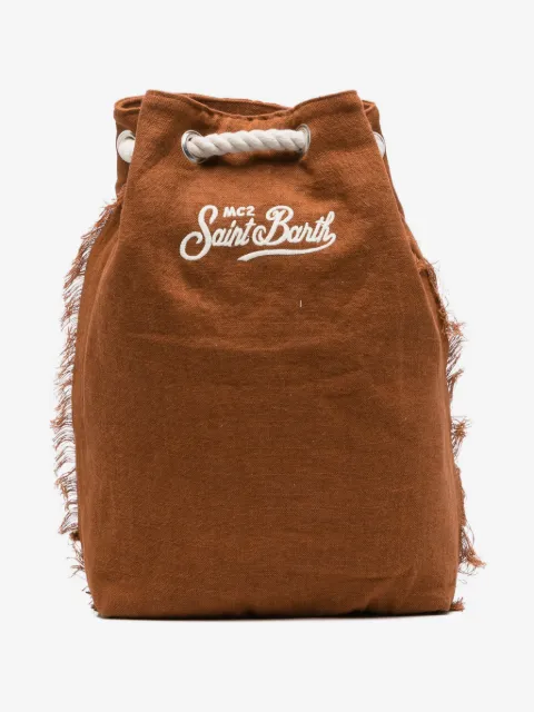 MC2 Saint Barth logo-embroidered frayed backpack