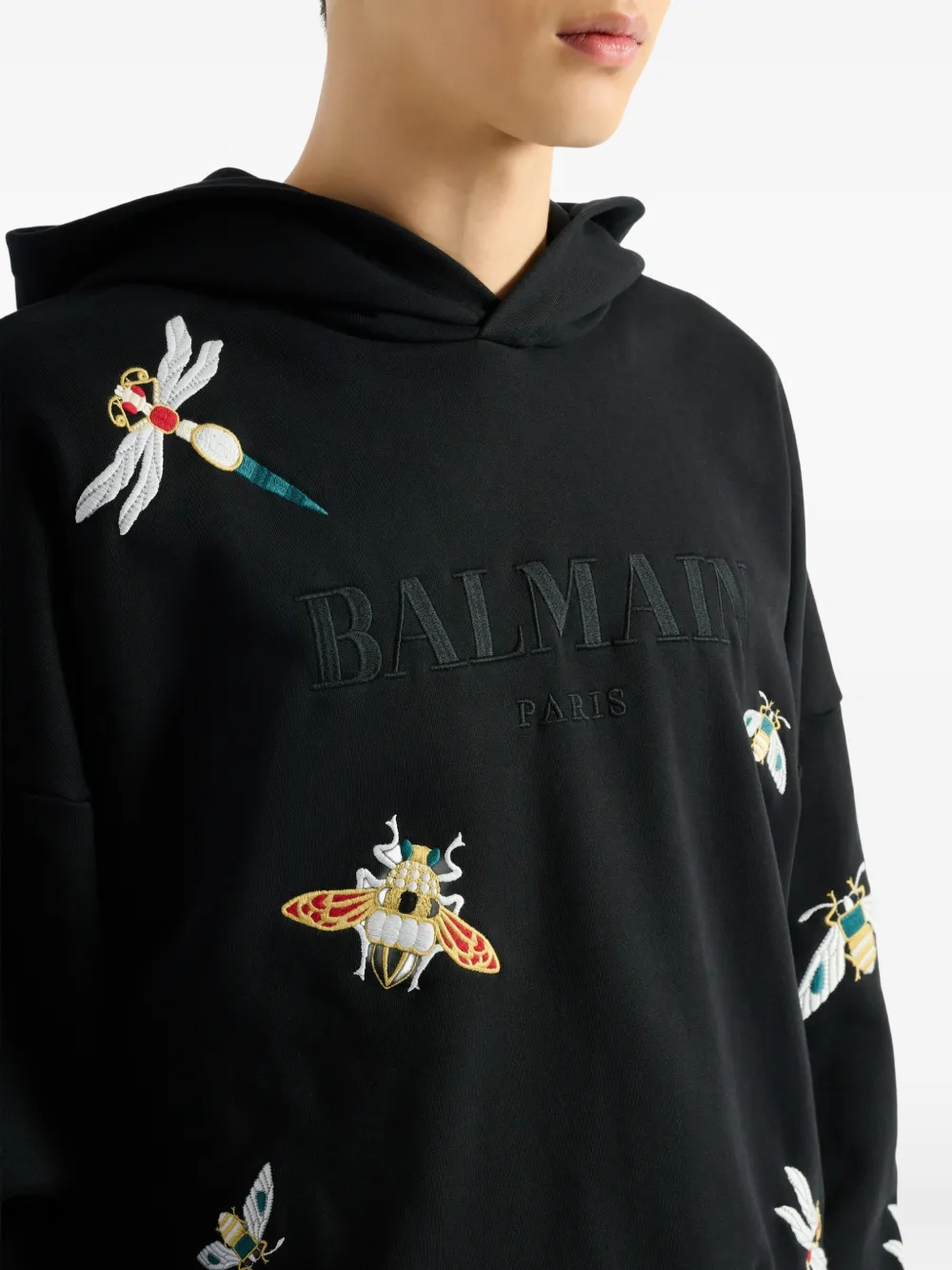 Balmain Geborduurde Insect hoodie Zwart