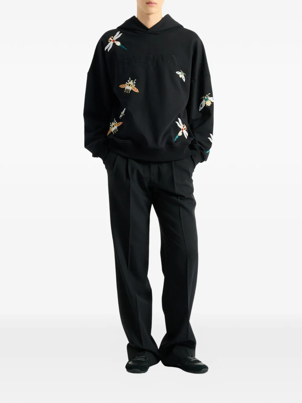 Balmain Geborduurde Insect hoodie Zwart
