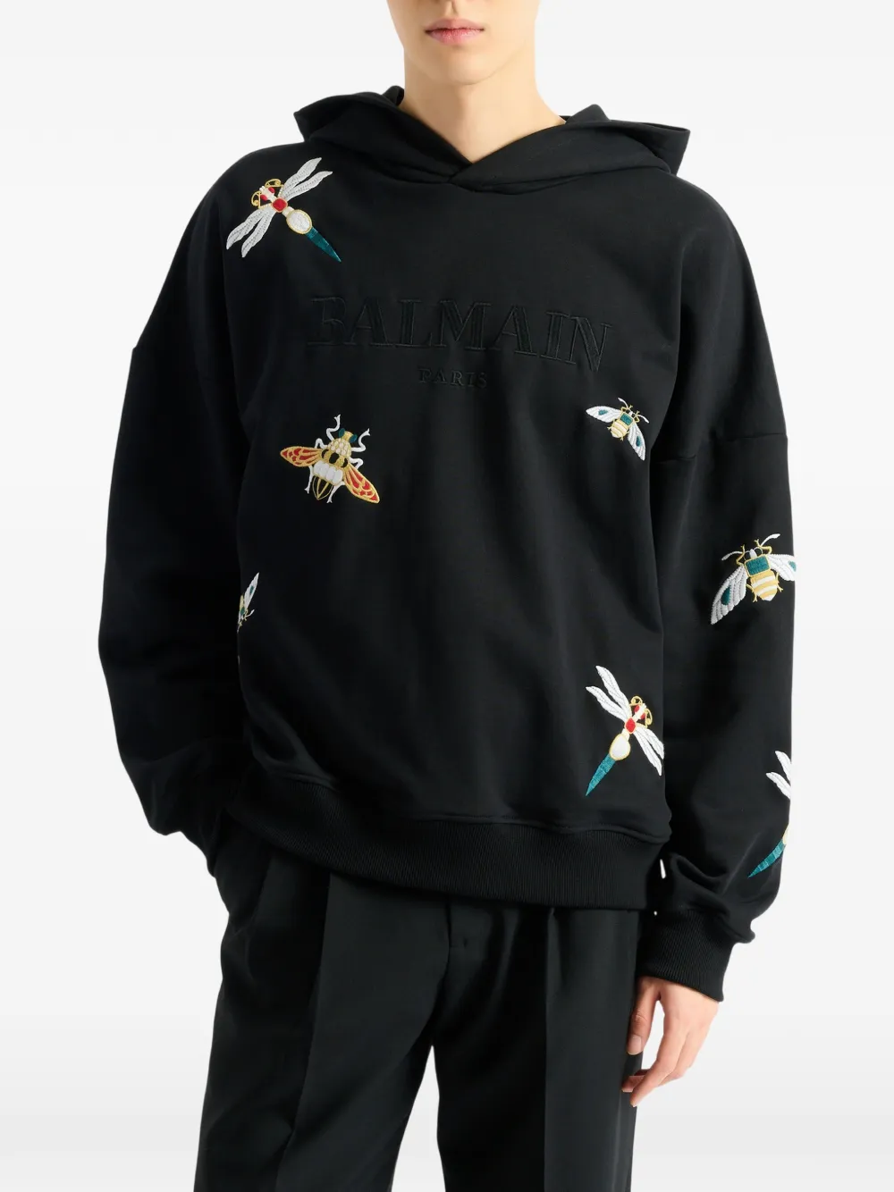 Balmain Geborduurde Insect hoodie Zwart