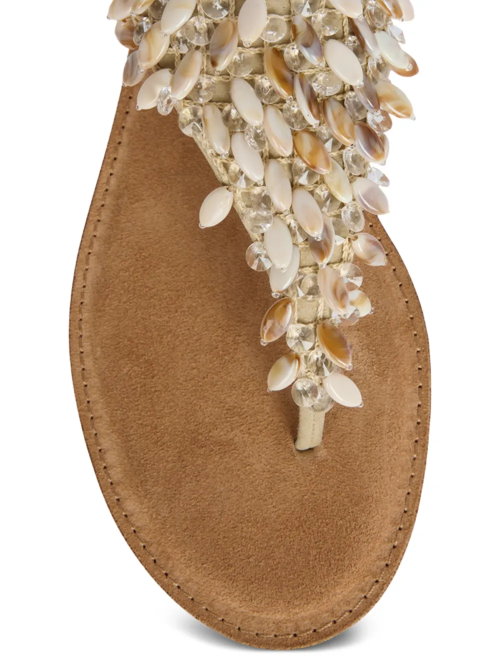 Balmain Platte suède sandalen met kralen Beige