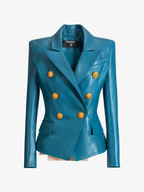 Balmain leather 6-button jacket