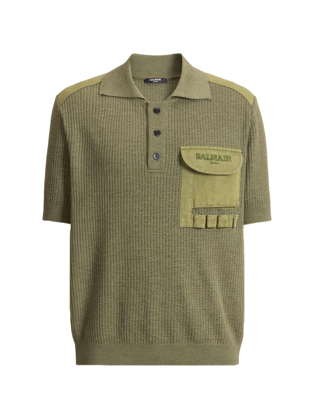 Balmain Balmain Vintage geripptes Utility Poloshirt - Grün