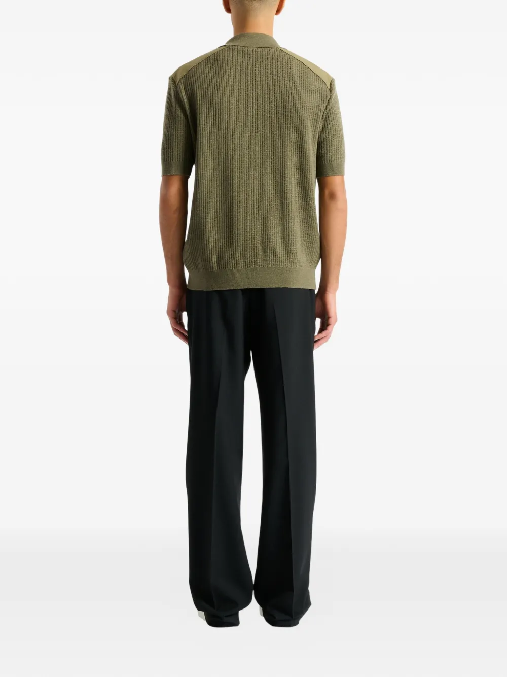 Balmain Cargo ribgebreid poloshirt Groen