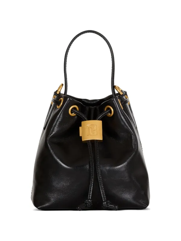 Balmain Pulse Bucket Bag in Smooth Leather in Black