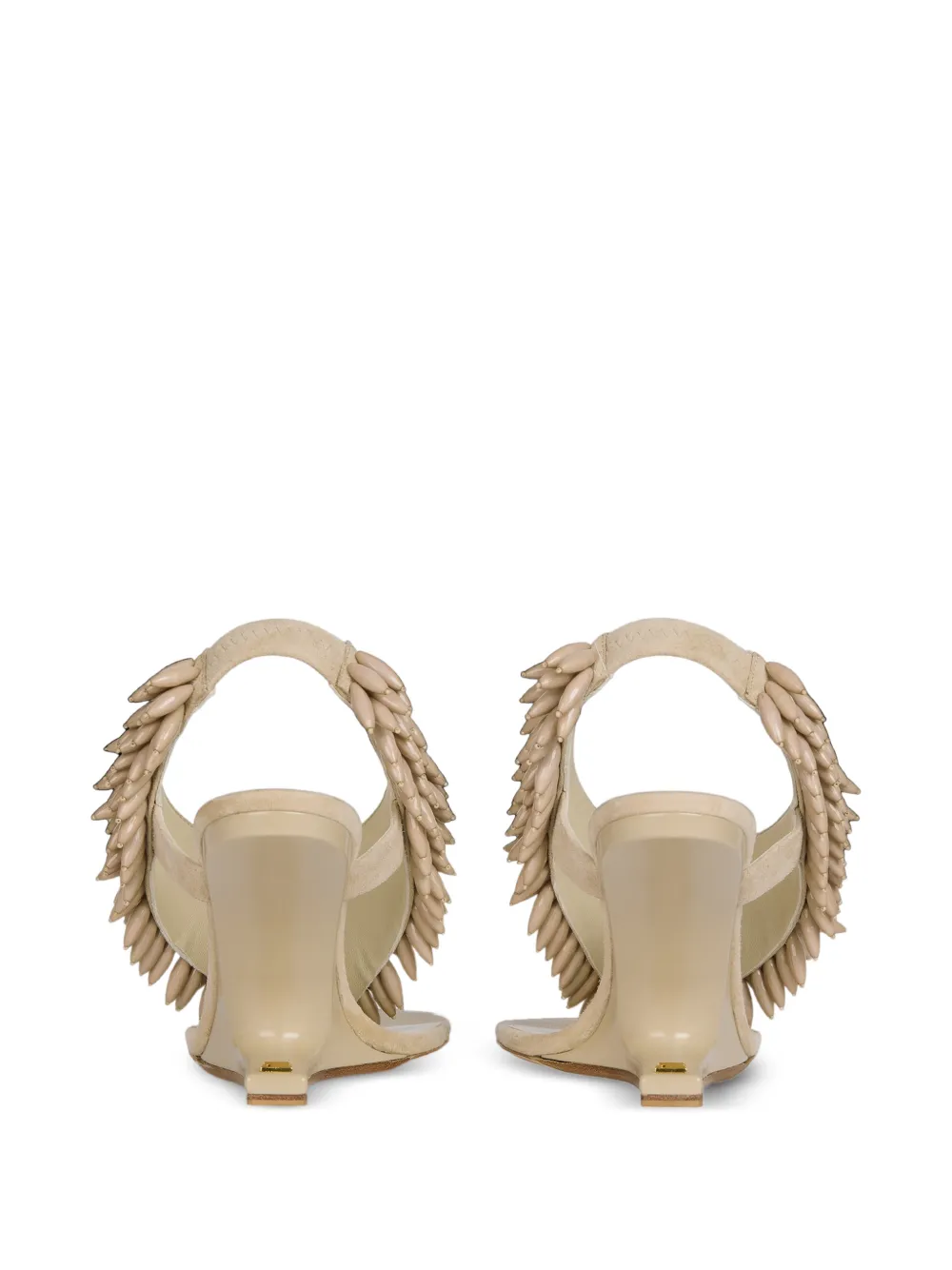 Balmain No Wedge suède sandalen met kralen Beige