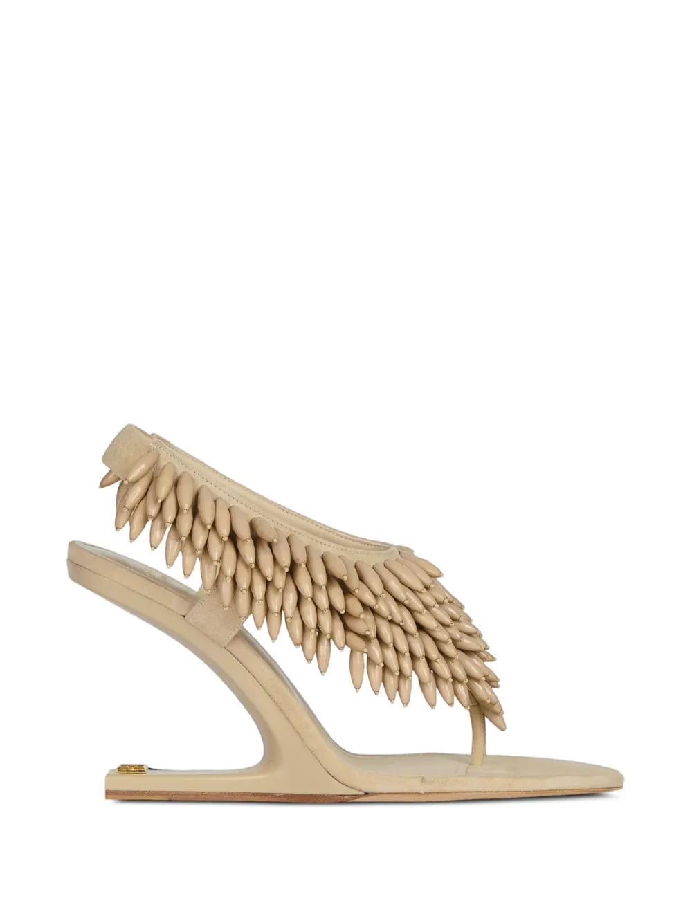 Balmain Sandali No Wedge in pelle scamosciata con perline - Toni neutri