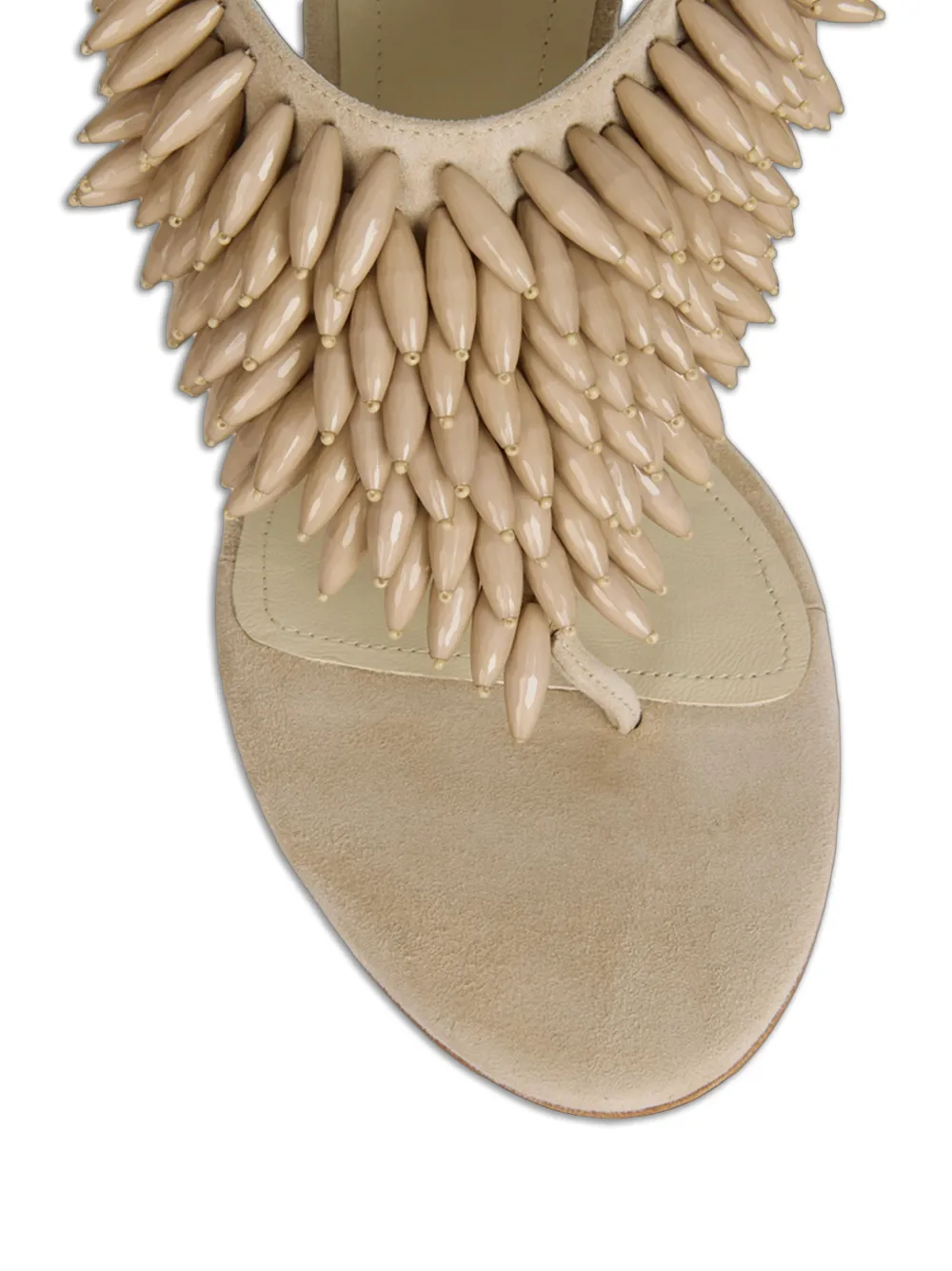 Balmain No Wedge suède sandalen met kralen Beige