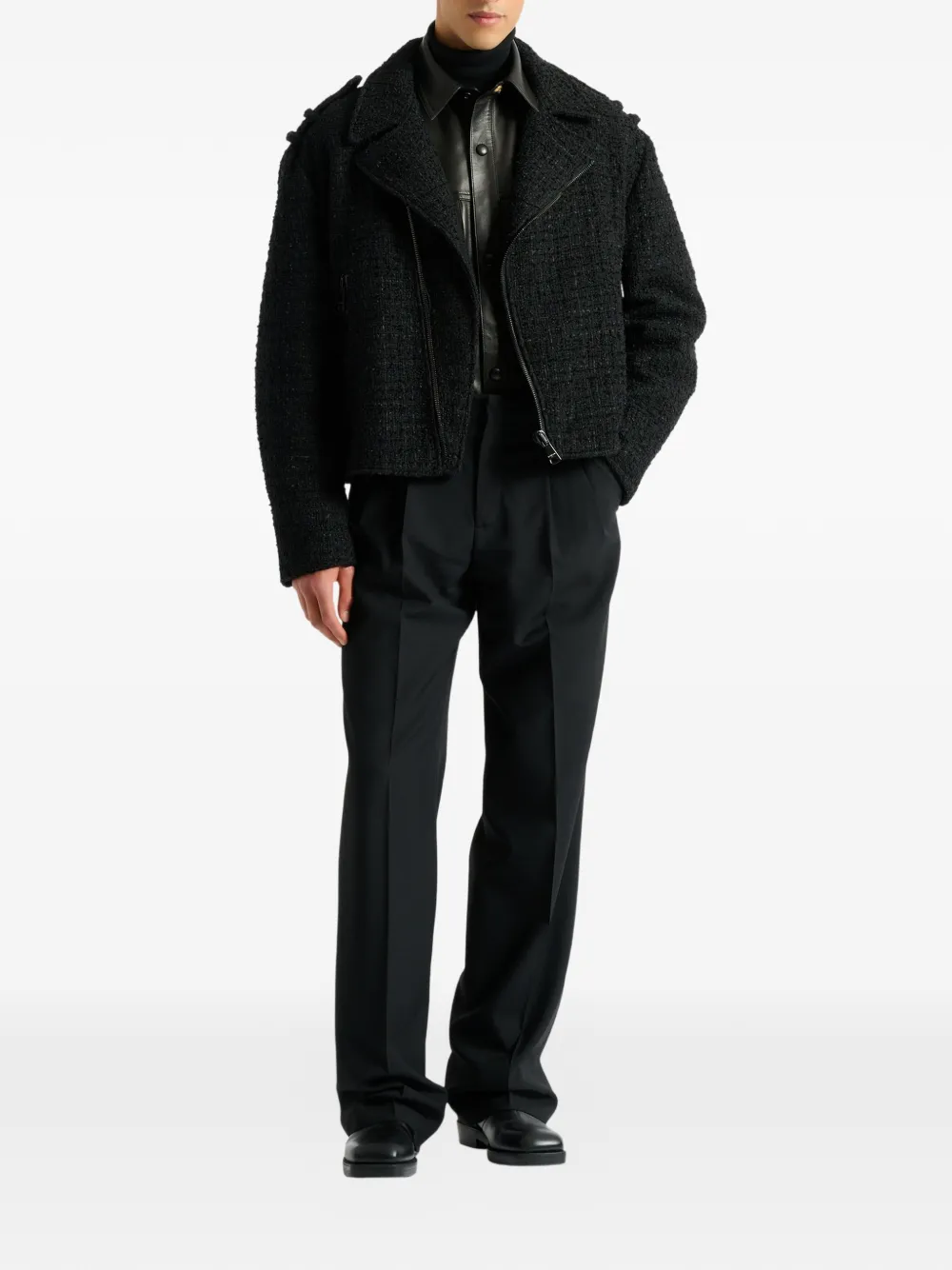 Balmain Tweed bikerjack Zwart