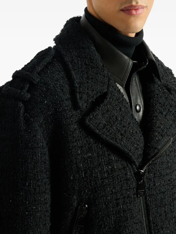 Balmain ツイード ライダースジャケット | ブラック | FARFETCH JP