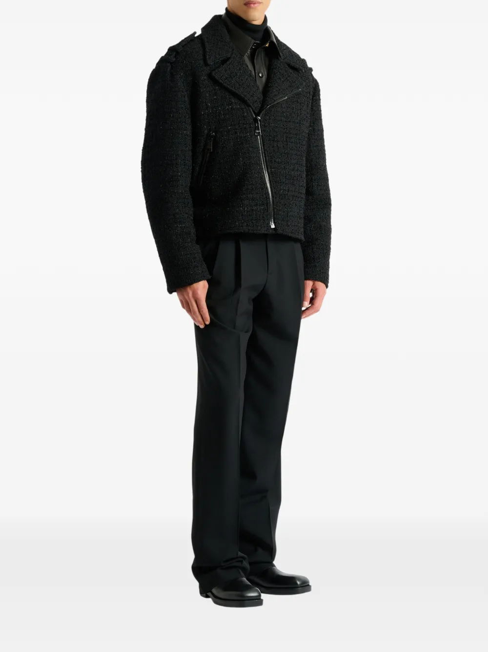 Balmain Tweed bikerjack Zwart