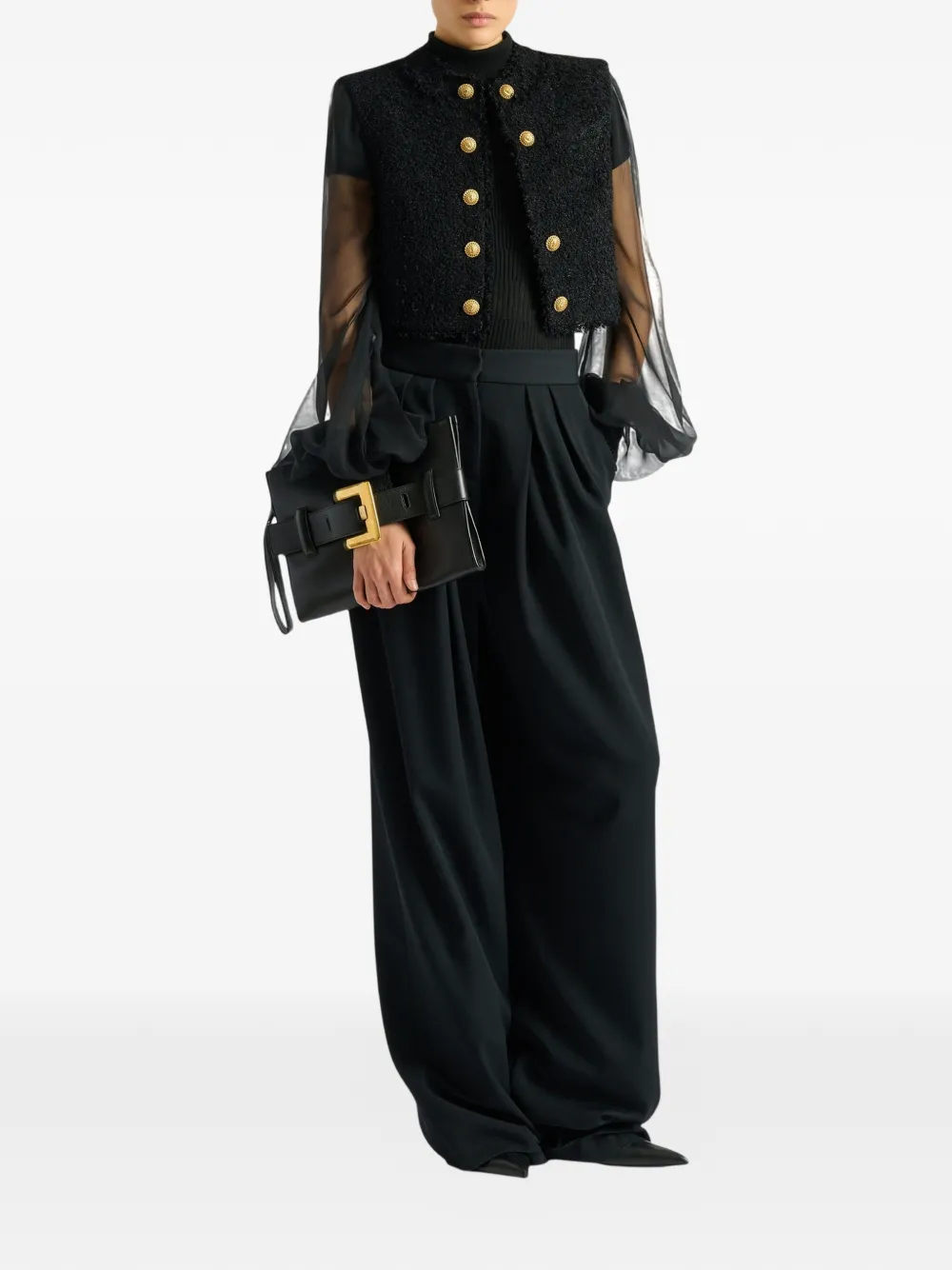 Balmain Anthem zachte leren clutch Zwart