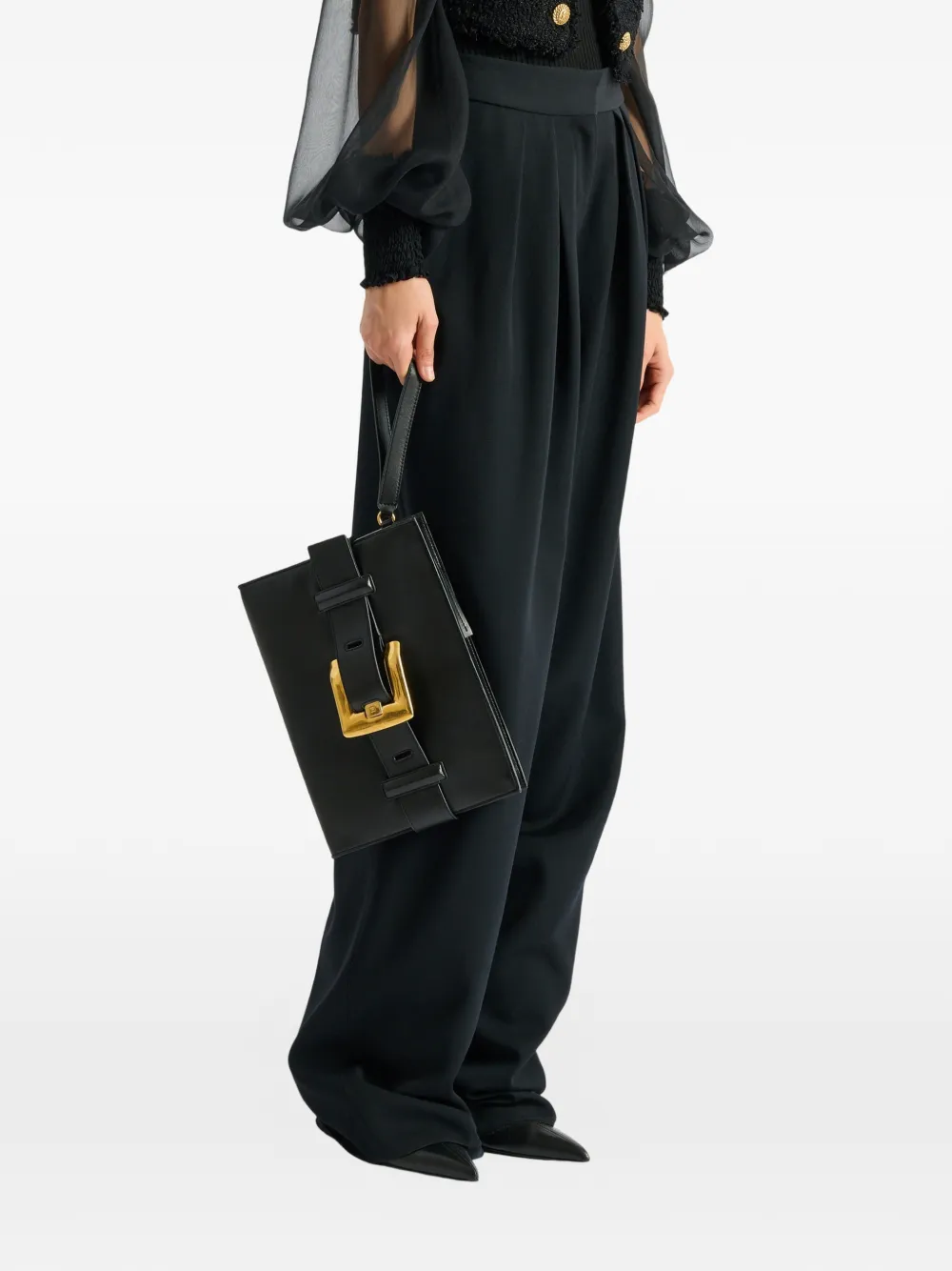 Balmain Anthem zachte leren clutch Zwart