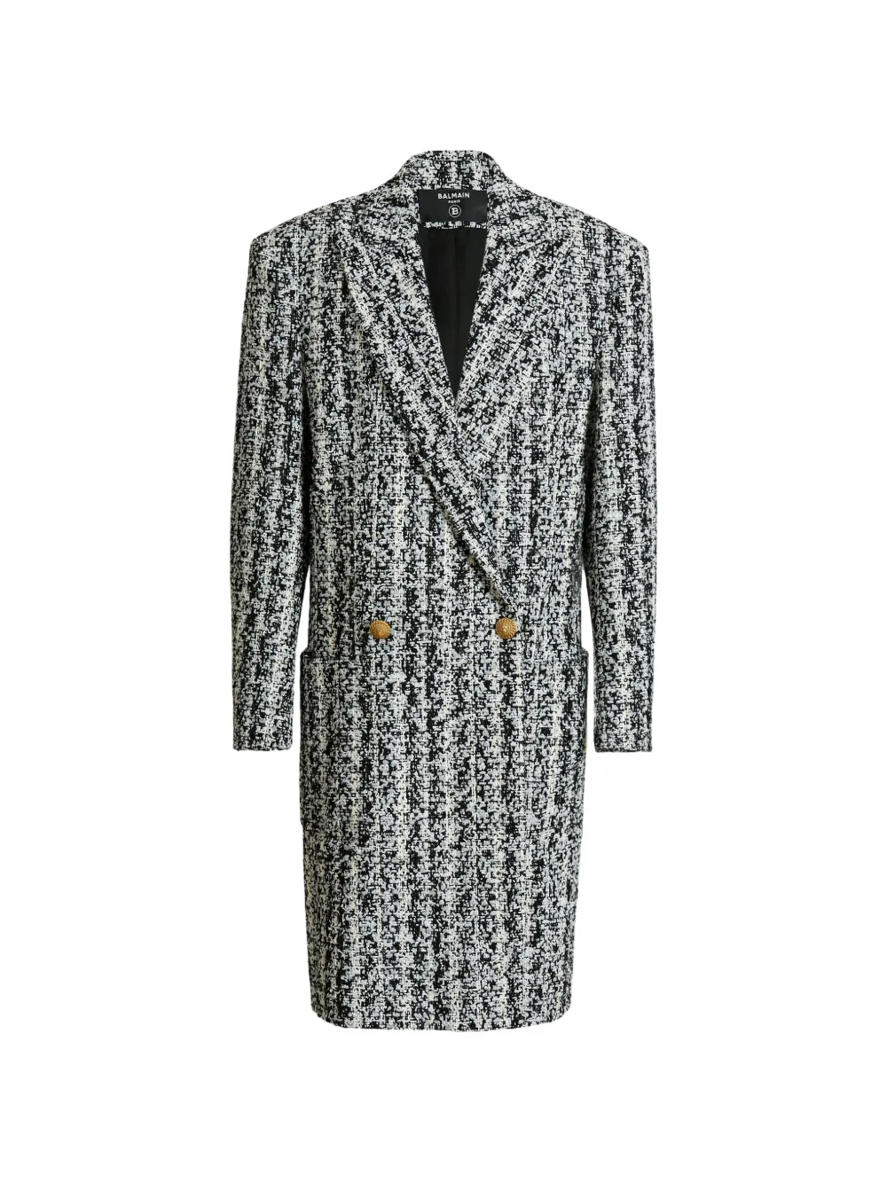 Balmain long tweed coat - Black