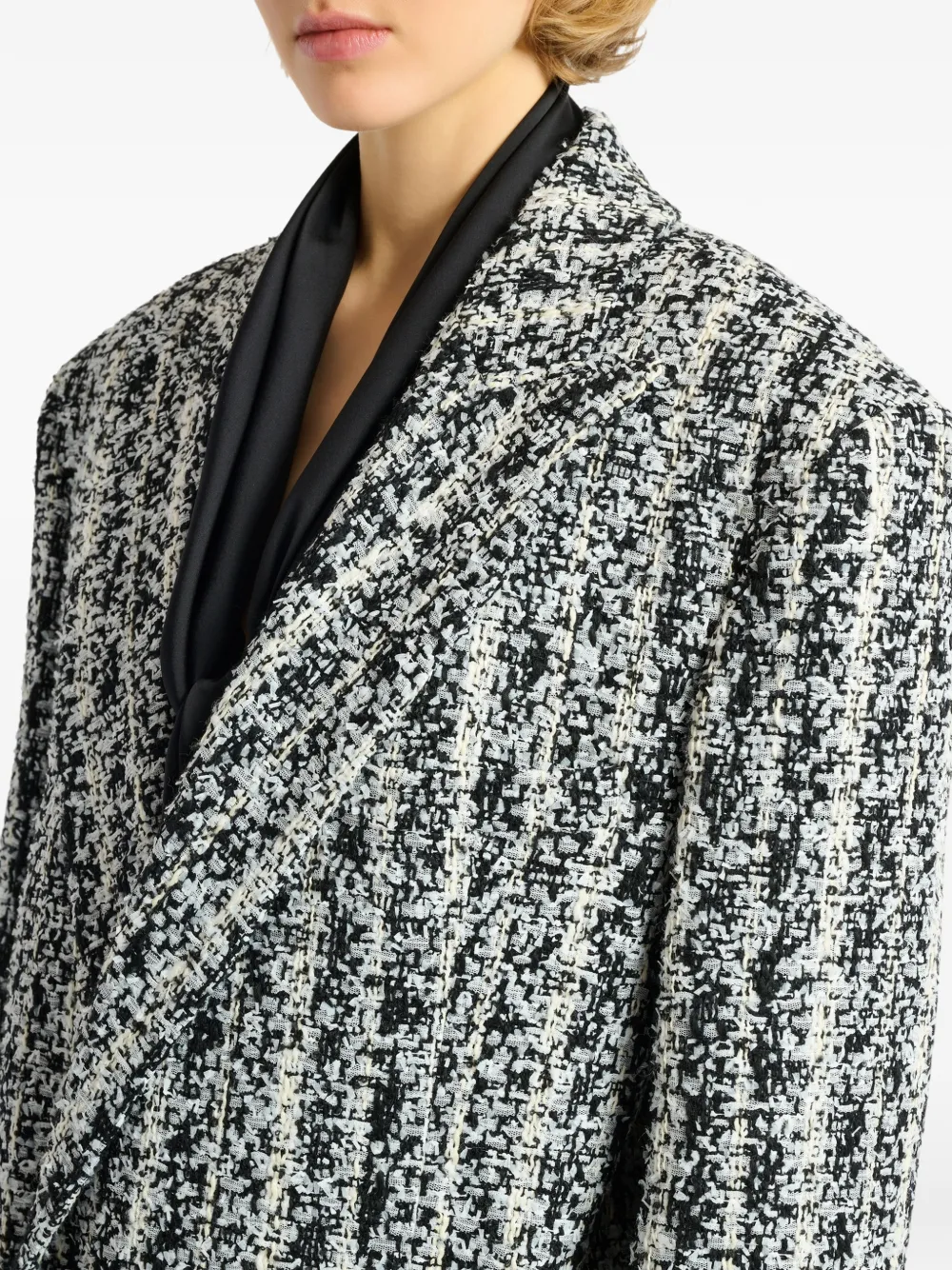 Balmain Lange tweed jas Zwart