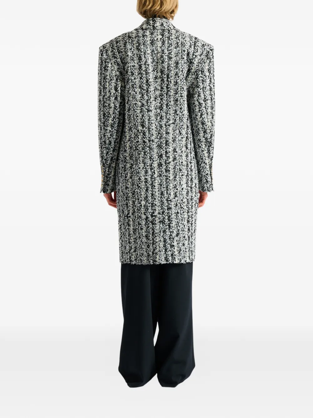 Balmain Lange tweed jas Zwart