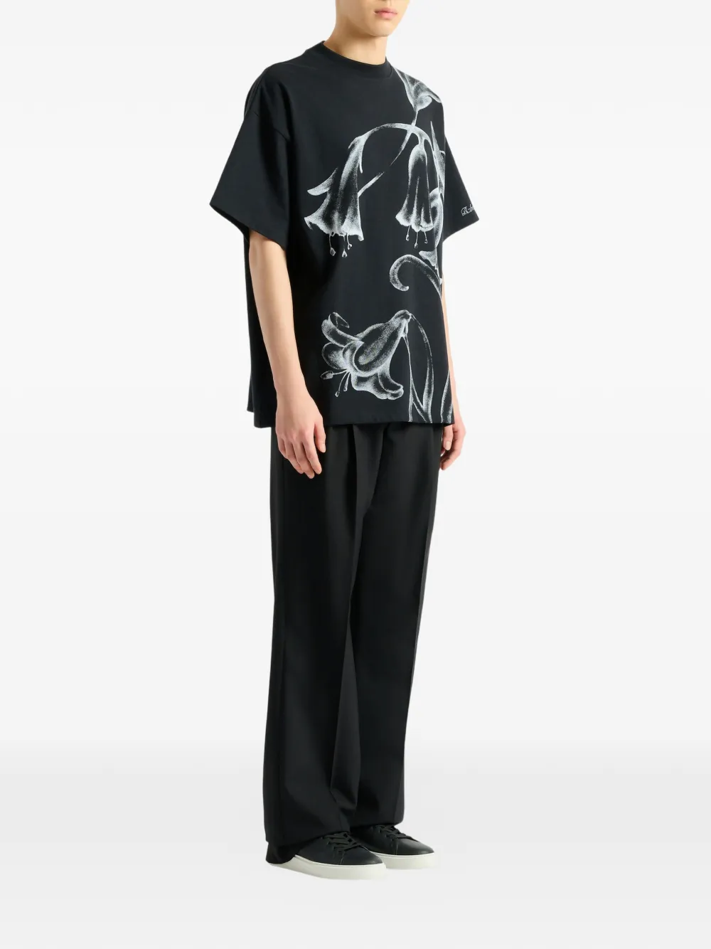 Balmain Flower T-shirt met print Zwart
