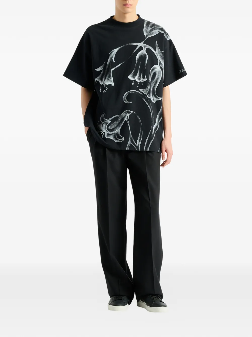 Balmain Flower T-shirt met print Zwart