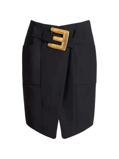 Balmain belted grain de poudre skirt