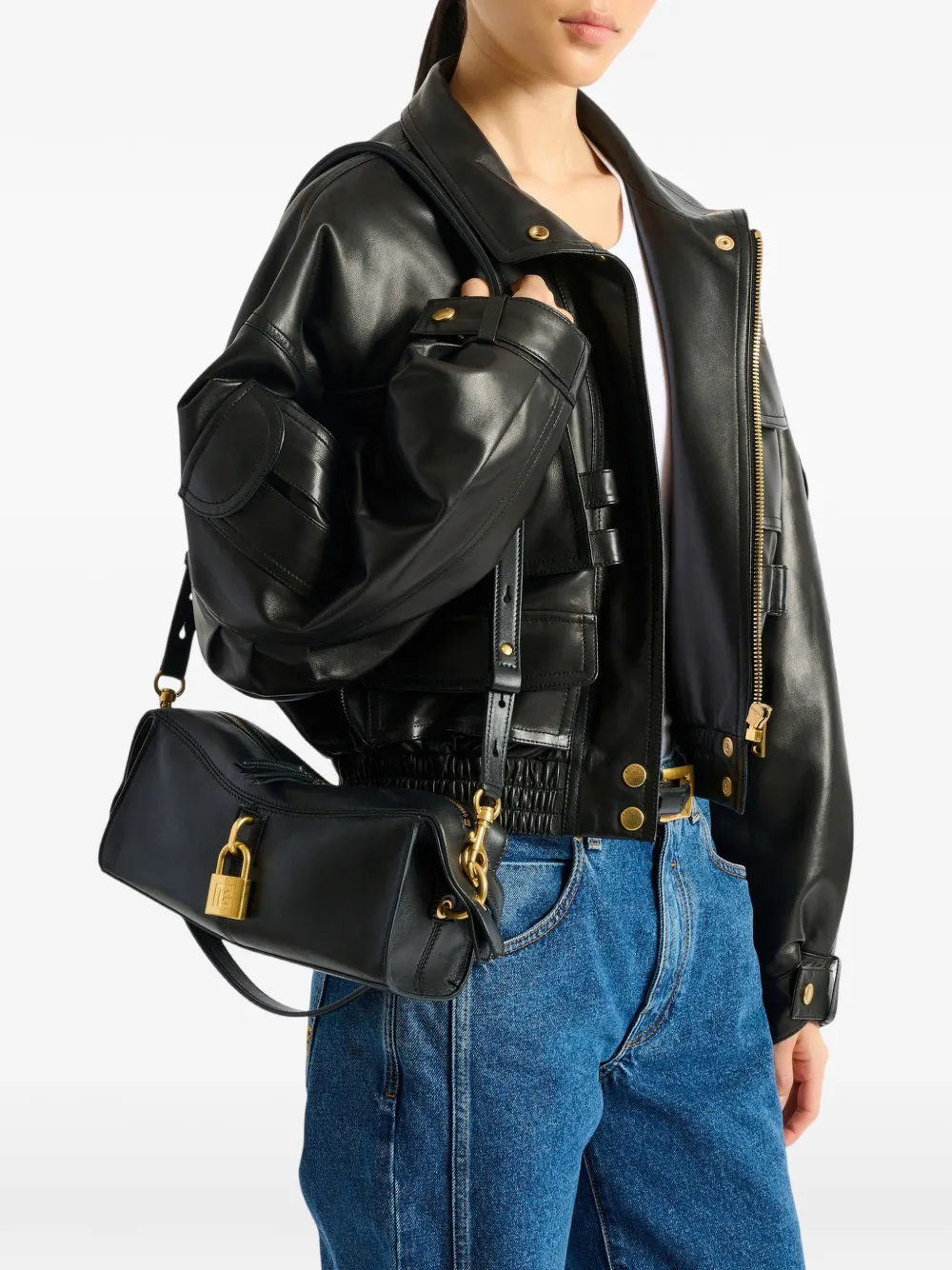 Balmain Small Pulse Bag In Smooth Leather In Black