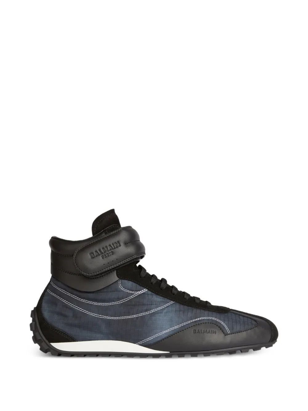 Balmain Racing Mid-Top Sneakers aus Nylon und Leder - Blau