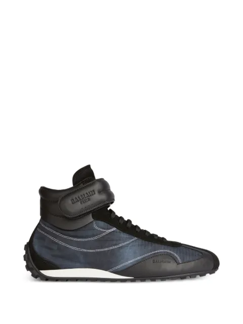 Balmain tenis mid-top Racing de nylon y piel