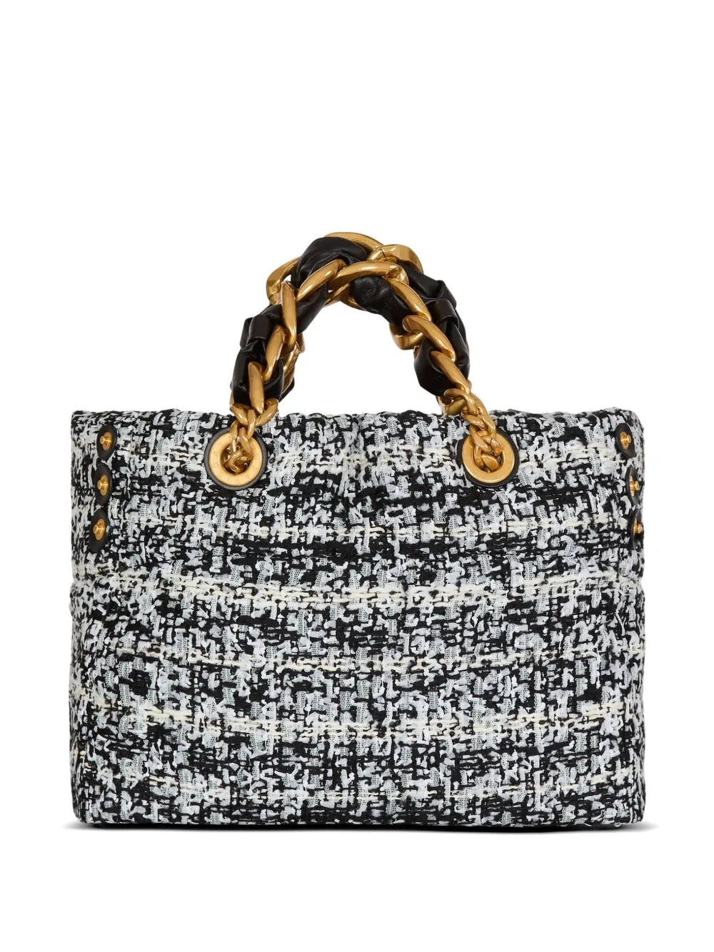 Balmain Kleine 1945 Soft tweed shopper Zwart