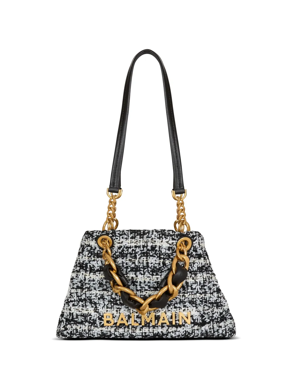 Balmain Kleine 1945 Soft tweed shopper Zwart