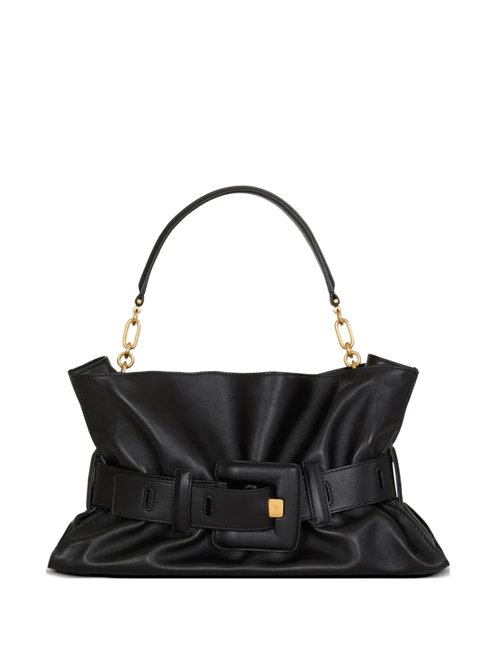 Balmain Borsa Anthem media in pelle liscia - Nero