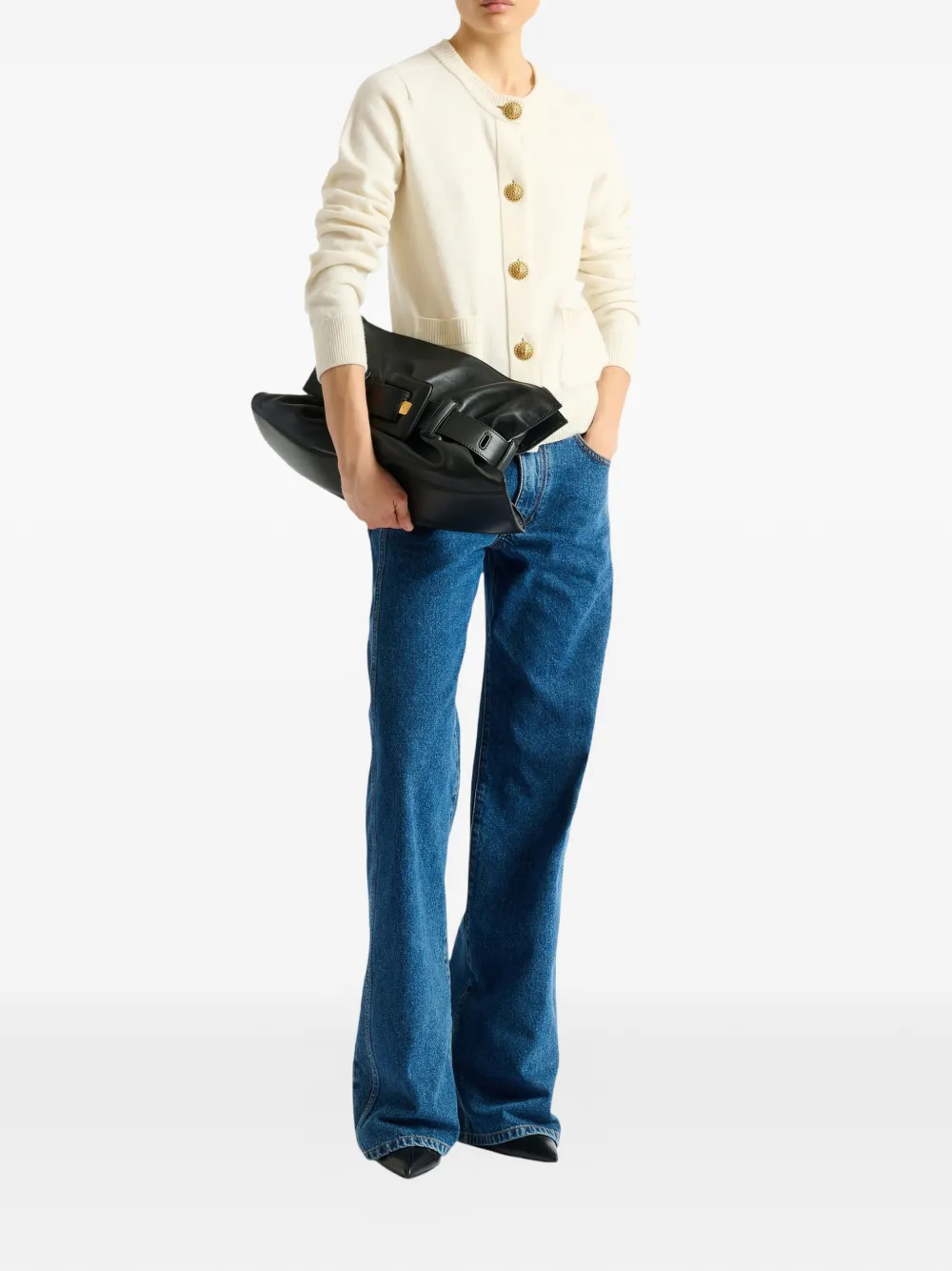 Balmain Anthem medium tas van glad leer Zwart