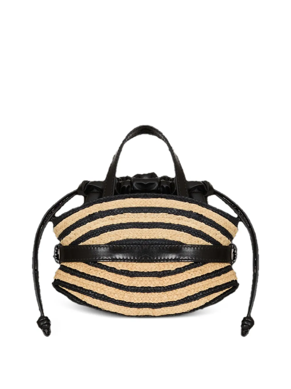 Balmain Shuffle mini-tas van glad leer en raffia Beige