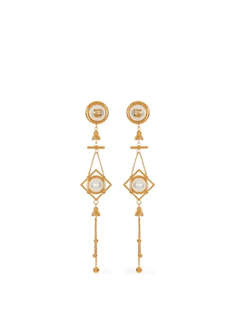 Balmain brass and pearl pendant earrings