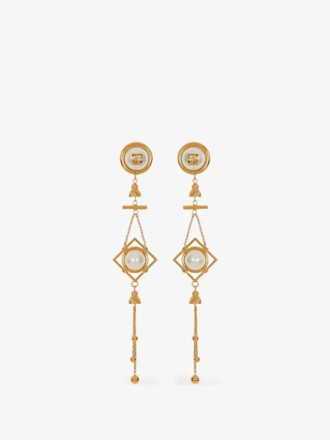 Balmain brass and pearl pendant earrings