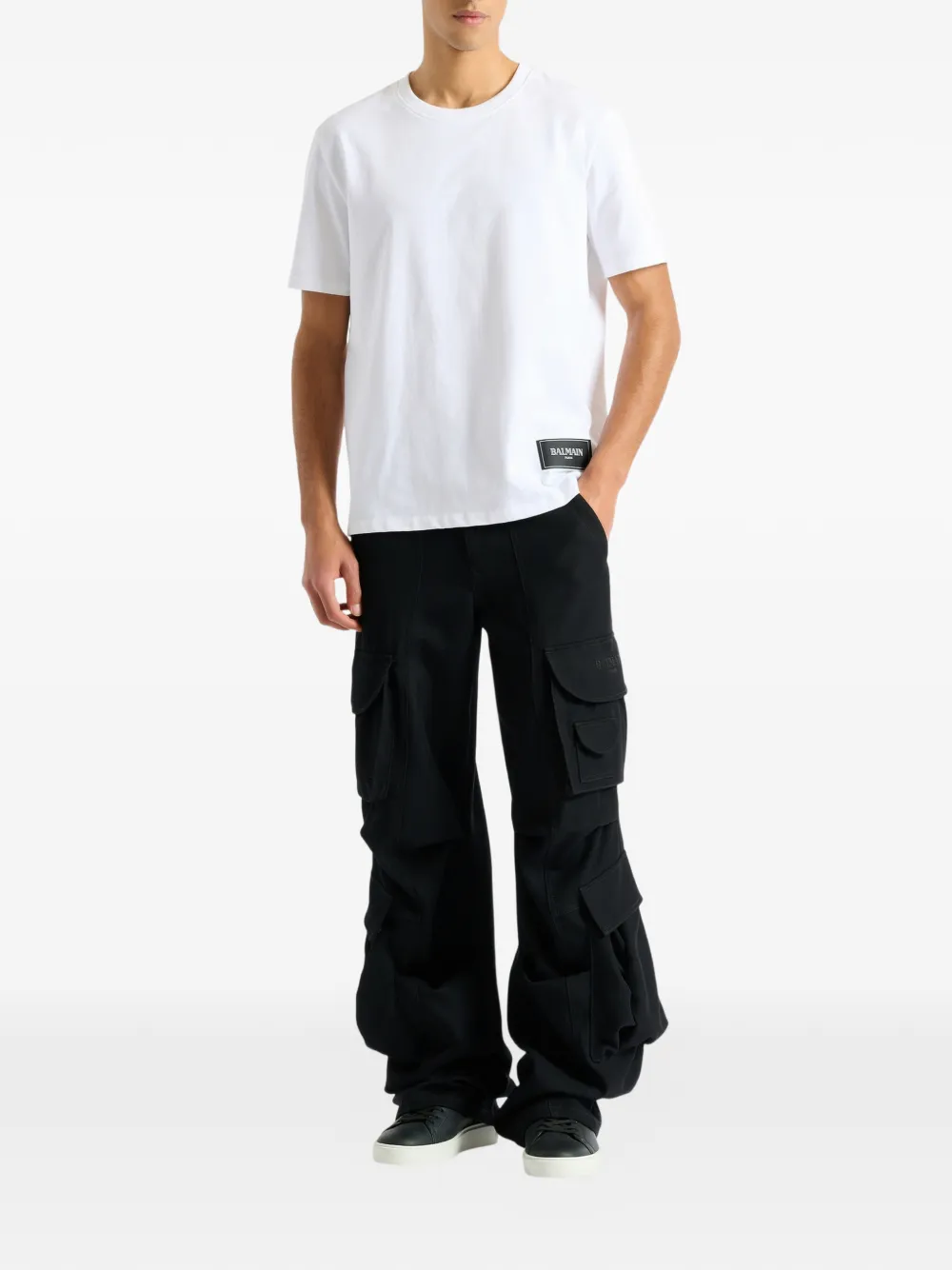 Balmain Wollen twill cargo broek Zwart