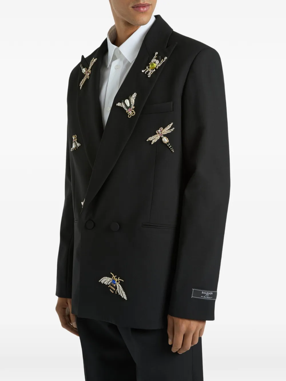 Balmain Insect blazer met geborduurd wol en kristal Zwart