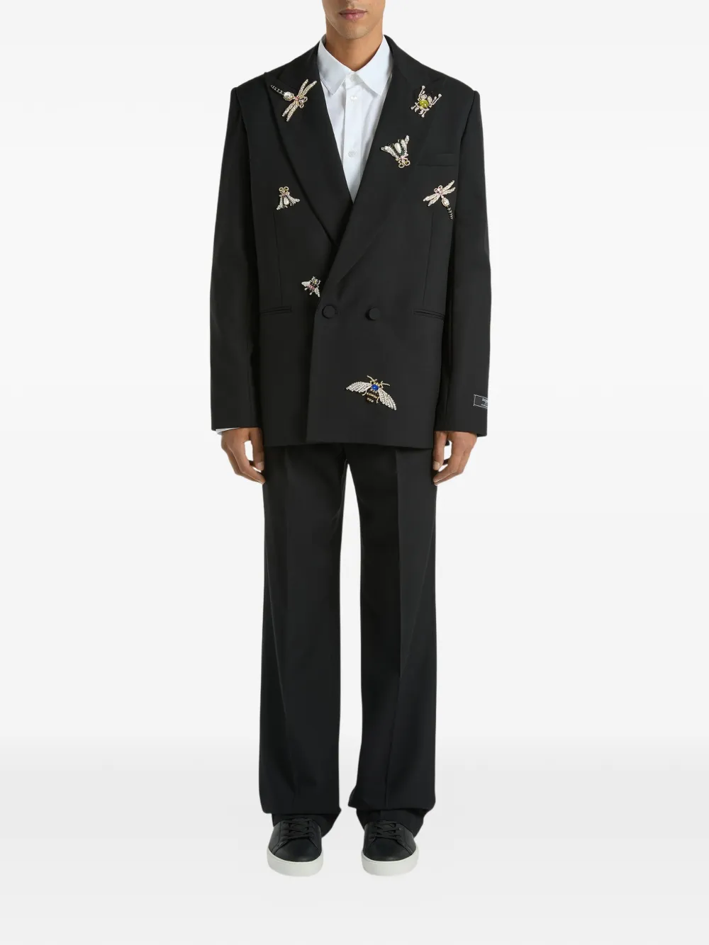 Balmain Insect blazer met geborduurd wol en kristal Zwart