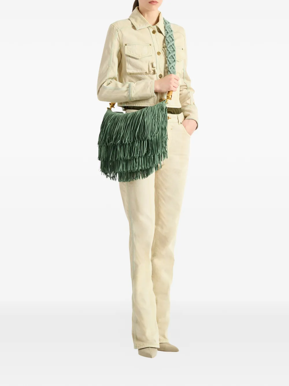  Balmain Bolso ébène Con Flecos - Verde 