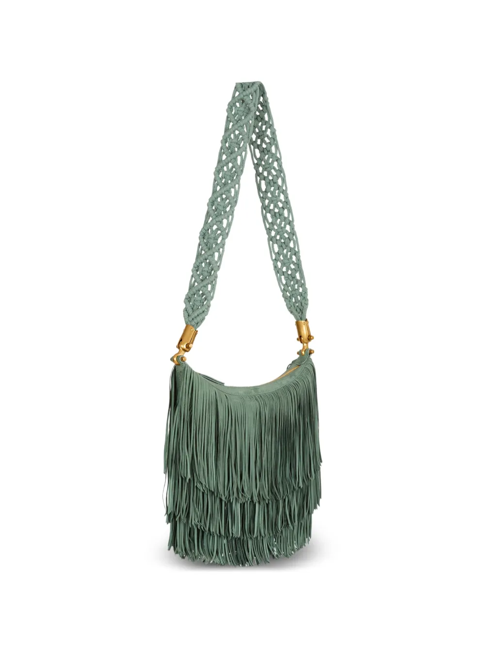 Balmain Ébène suède tas met franje Groen