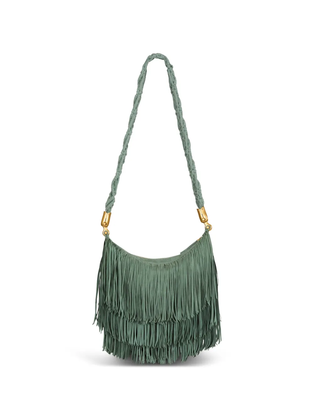 Balmain Ébène suède tas met franje Groen