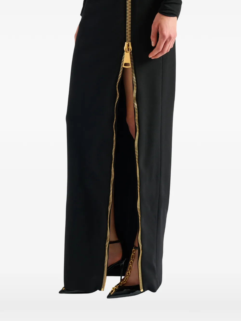 Balmain Lange jurk met rits Zwart