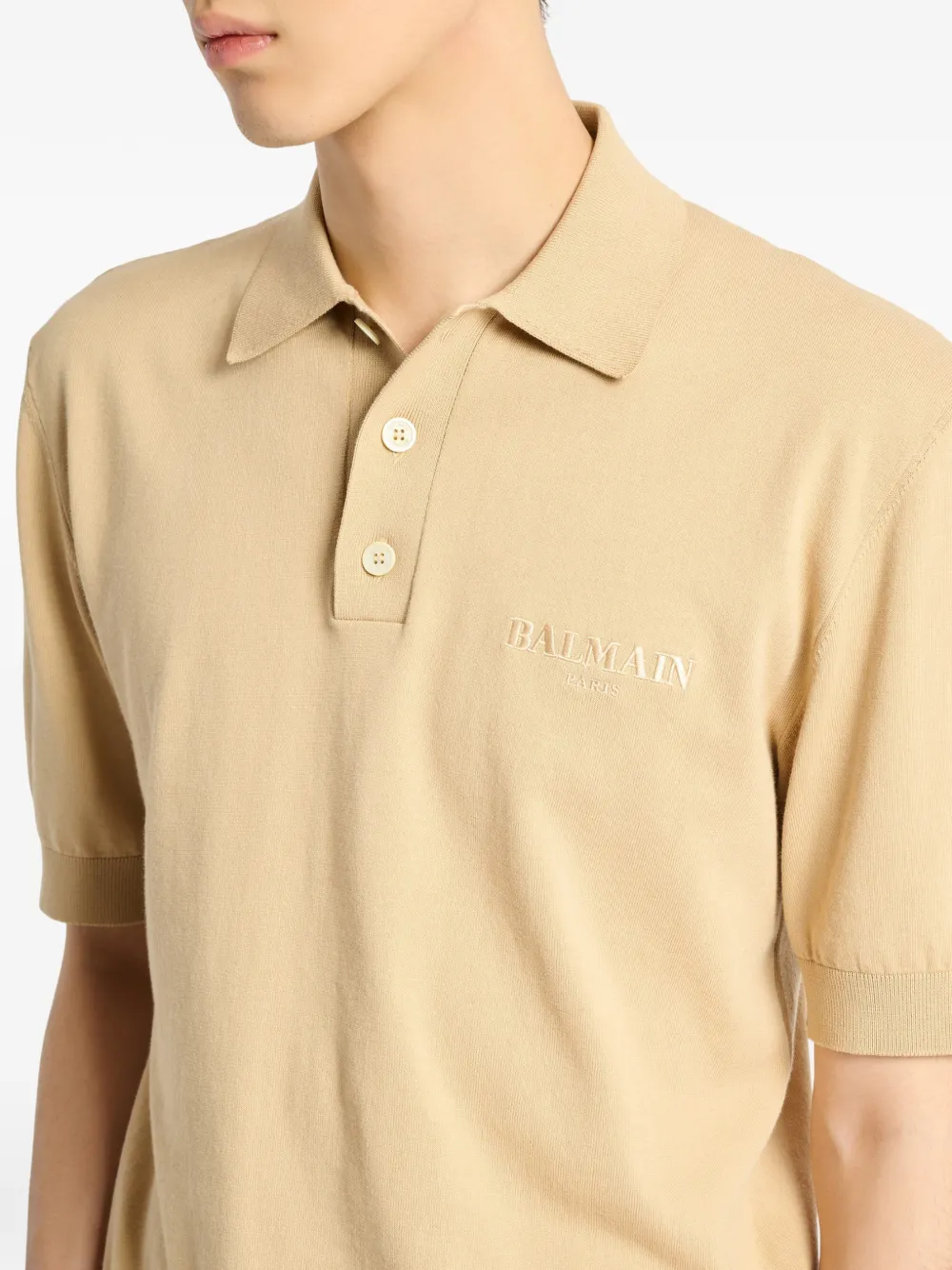 Balmain Poloshirt met Vintage borduurwerk Beige