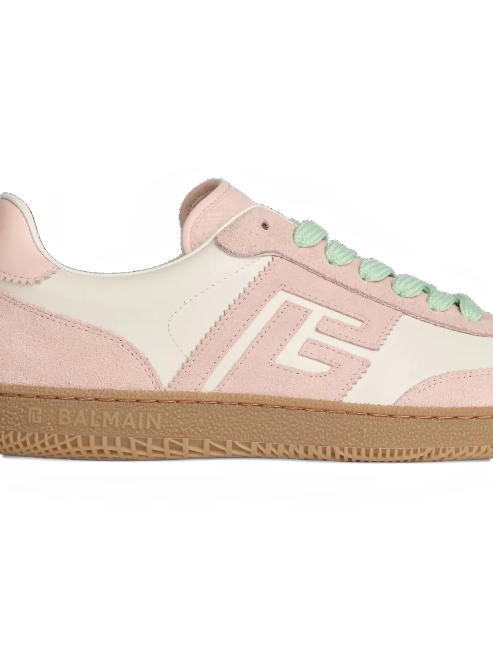 Balmain Swan sneakers van glad leer en suède Beige