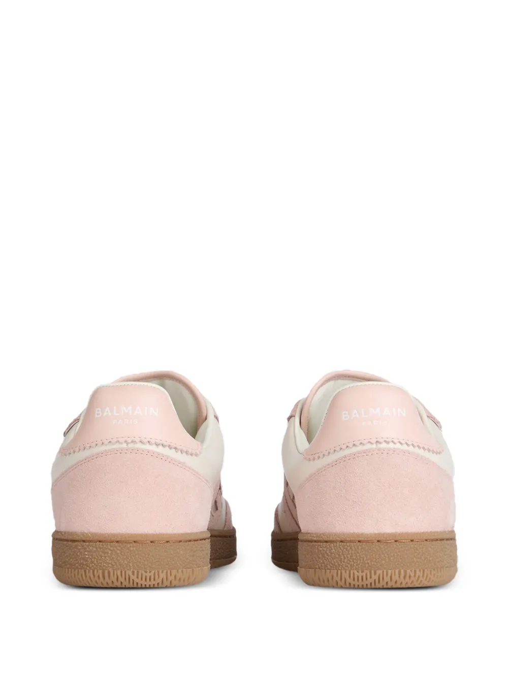 Balmain Swan sneakers van glad leer en suède Beige