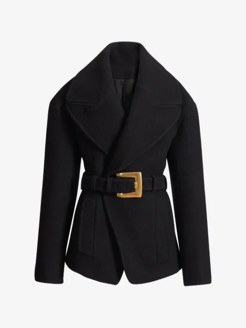 Balmain belted wool pea coat