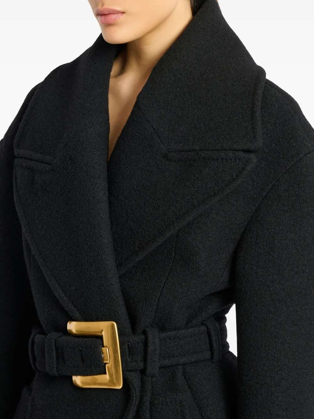 Balmain Wollen jas met ceintuur Zwart