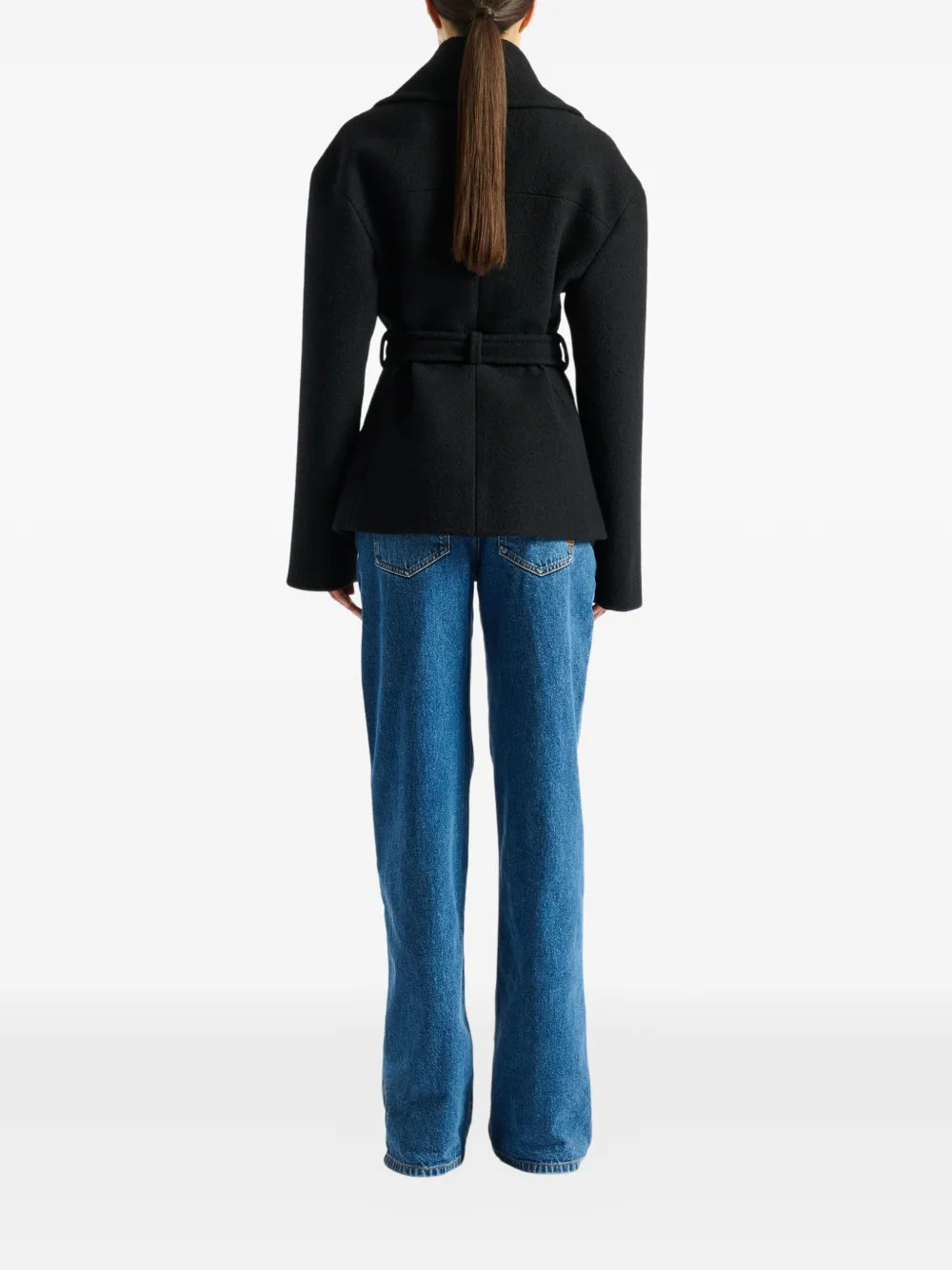 Balmain Wollen jas met ceintuur Zwart
