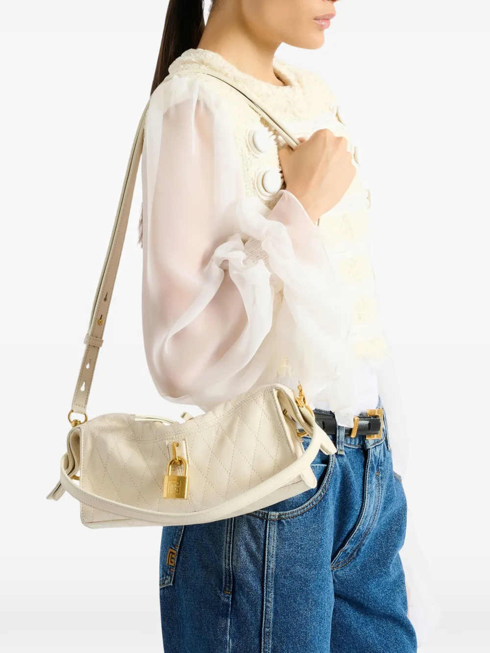 Balmain Pulse kleine leren tas Wit