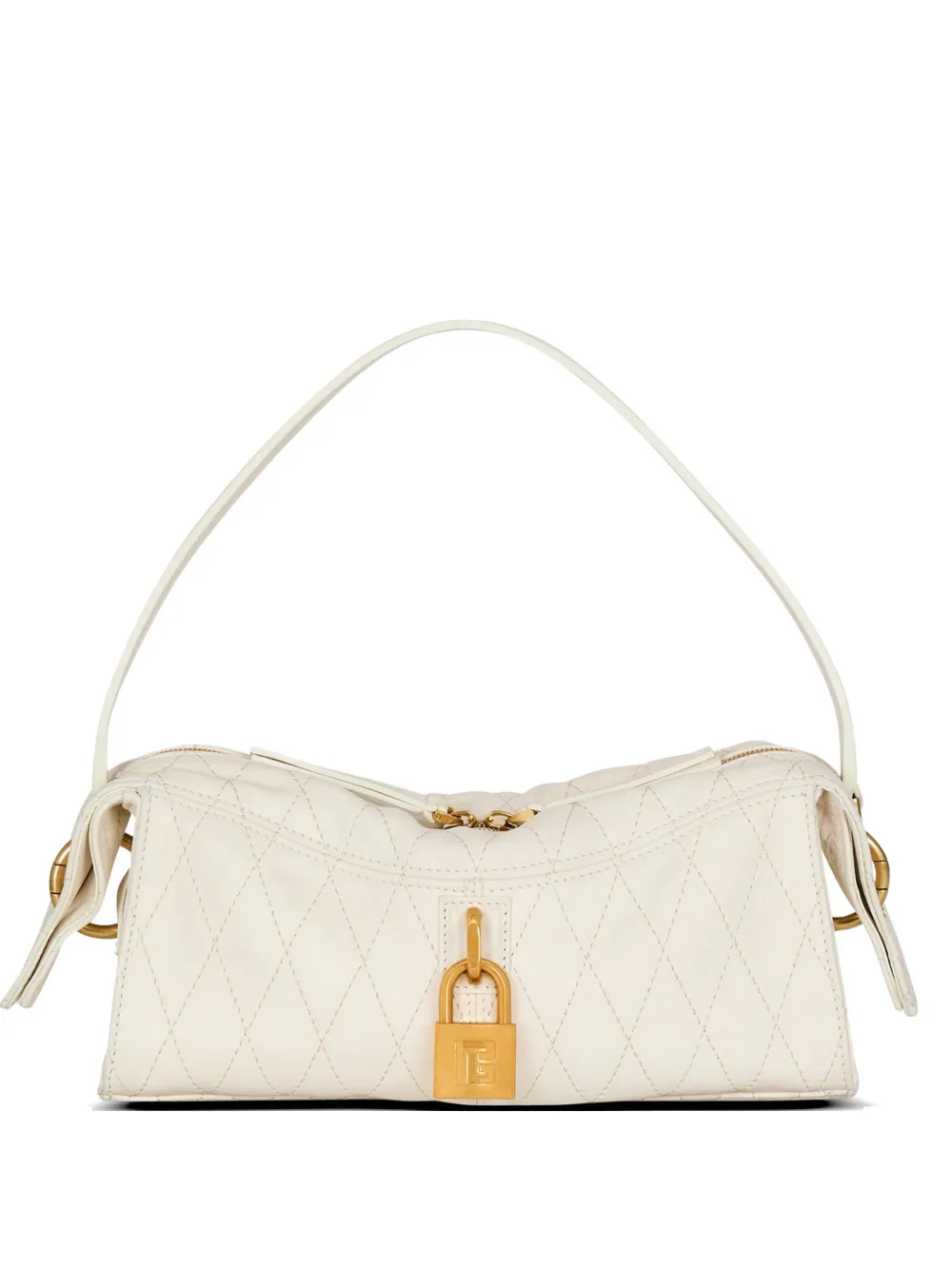 Balmain Borsa Pulse piccola in pelle liscia con impunture - Bianco