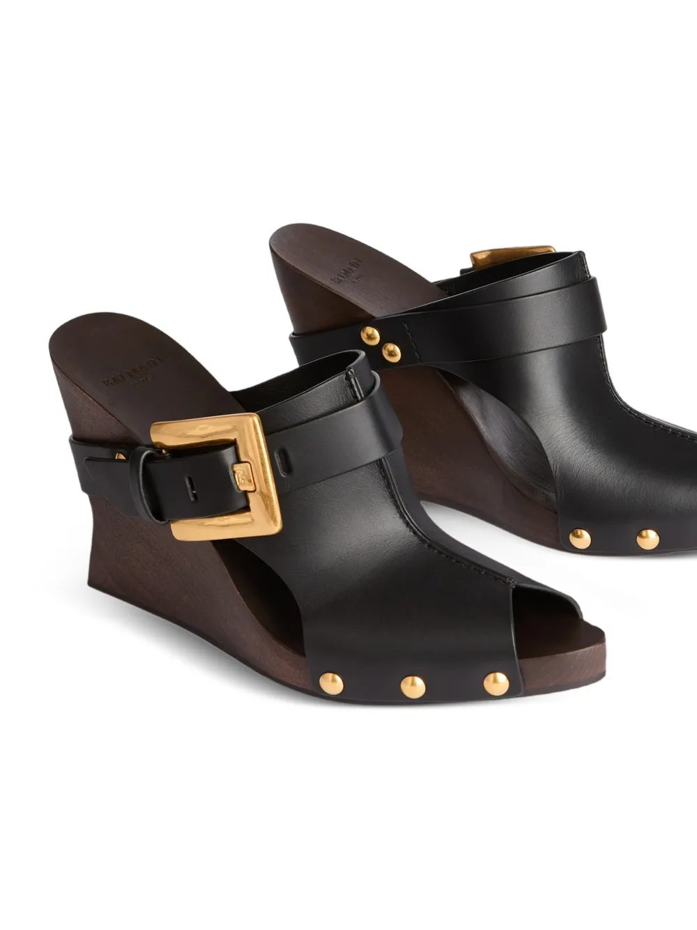 Balmain Anthem Wedge gladde leren muiltjes Zwart